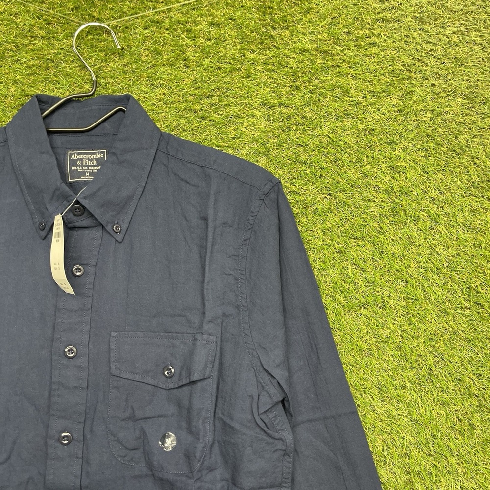 Abercrombie & Fitch Dress Shirt Mens Medium Blue Long Sleeve Button Preppy NWT